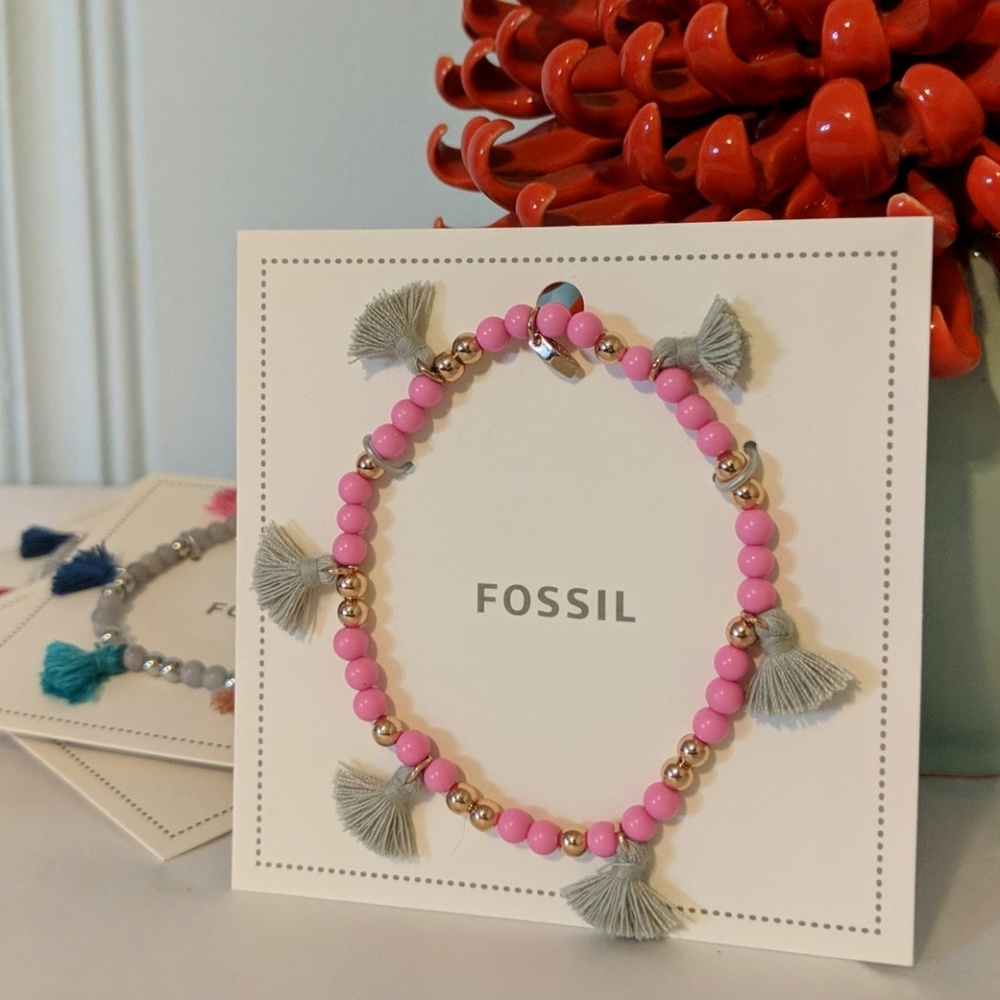 Fossil Stretch Bead/Tassels Bracelet